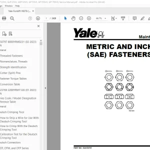 Yale Forklift H878 (GP135VX, GLP135VX, GDP135VX, GP155VX, GP155SVX, GP170SVX) Service Manual PDF