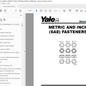 Yale H878 (GP60VX, GLP60VX, GDP60VX, GP70VX, GP70VXS9, GP70SVX, GP80SVX Europe) Service Manual PDF
