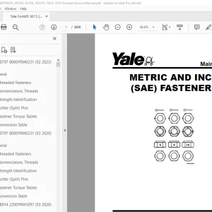 Yale Forklift J813 (GLPGDP40VX5, 40VX6, 45VX6, 45SVX5, 50VX, 55VX Europe) Service Manual PDF