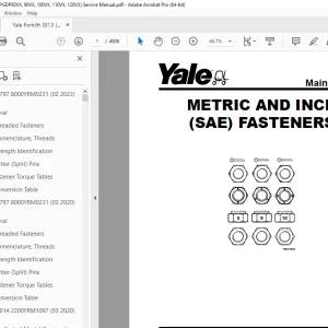 Yale Forklift J813 (GP GLPGDP80VX, 90VX, 100VX, 110VX, 120VX) Service Manual PDF
