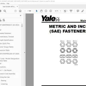 Yale J876 (GDP190DF, GDP210DF, GDP230DF, GDP230DFS, GDP250DF, GDP280DF) Service Manual PDF