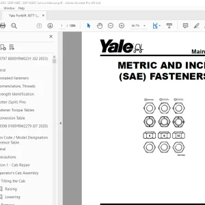 Yale Forklift J877 (GDP130EF, GDP140EF, GDP160EF) Service Manual PDF