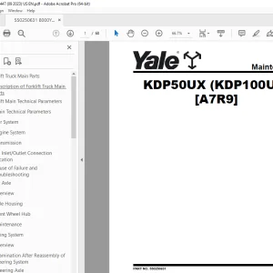 Yale Forklift KDP50UX (KDP100UX) [A7R9] Maintenance Manual - PDF DOWNLOAD