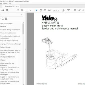 Yale Forklift MP15UX (A7T1) Electric Pallet Truck Service Manual PDF
