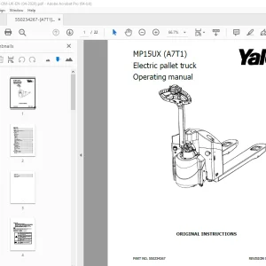 Yale Forklift MP15UX (A7T1) Electric pallet truck Operating Manual PDF