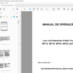 Yale Forklift MP16, MP18, MP20, MP22 (A252) Pallet Truck MANUAL DE OPERAÇÃO PDF