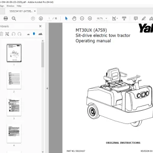 Yale Forklift MT30UX (A7S9) Sit-drive electric tow tractor Operating Manual PDF