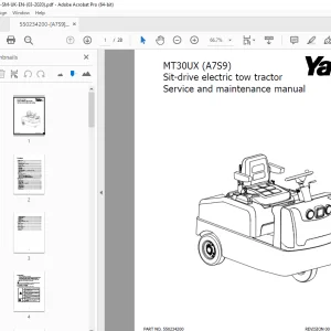 Yale Forklift MT30UX (A7S9) Sit-drive electric tow tractor Service Manual PDF