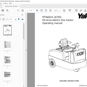 Yale Forklift MTA60UX (A7S9) Stand drive electric tow tractor Operating Manual PDF