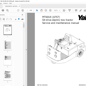 Yale MT60UX (A7S7) Sit drive electric tow tractor Service Manual PDF