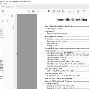 Atlet Forklift Lågplocktruckar (PP-TEMPO) INSTRUKTIONSHANDBOK