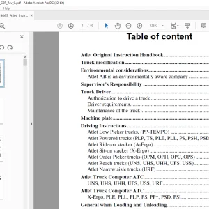 Atlet Forklift O Series Instruction Manual - PDF DOWNLOAD