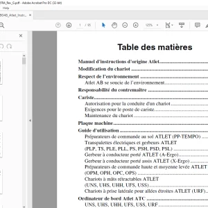 Atlet Forklift URF AC SERIES Manuel d'instructions d' PDF