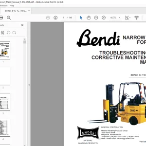 BENDI IC TIER II NARROW AISLE FORKLIFT TROUBLESHOOTING AND CORRECTIVE MAINTENANCE MANUAL