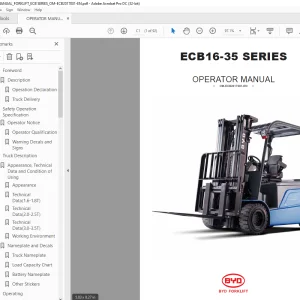 BYD Forklift ECB16-35 SERIES OPERATOR MANUAL ECB2017001 - PDF DOWNLOAD