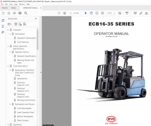 BYD Forklift ECB16-35 SERIES OPERATOR MANUAL ECB2017001 PDF