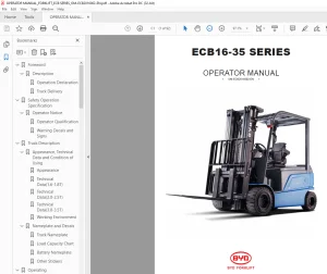 BYD Forklift ECB16-35 SERIES PARTS MANUAL ECB2016002