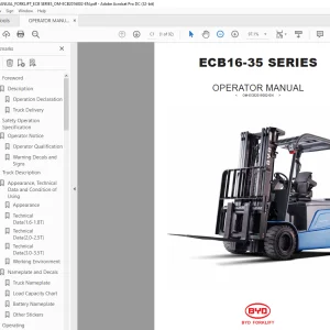 BYD Forklift ECB16-35 SERIES PARTS MANUAL ECB2016002