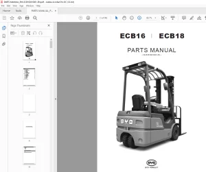 BYD Forklift ECB16 ECB18 PARTS MANUAL PM-ECB162016001 PDF