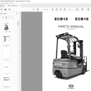 BYD Forklift ECB16 ECB18 PARTS MANUAL PM-ECB162016001 PDF