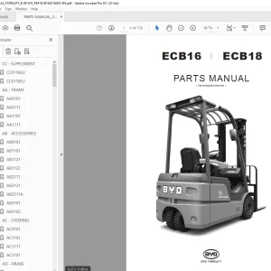 BYD Forklift ECB16 ECB18 PARTS MANUAL PM-ECB202016003