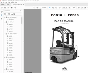 BYD Forklift ECB16 ECB18 PARTS MANUAL PM-ECB202017001 PDF