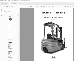 BYD Forklift ECB16 ECB18 SERVICE MANUAL SM-ECB162016001