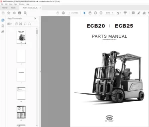 BYD Forklift ECB20 ECB25 PARTS MANUAL ECB202016001