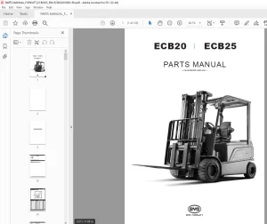 BYD Forklift ECB20 ECB25 PARTS MANUAL ECB202016003 PDF