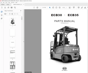 BYD Forklift ECB30 ECB35 PARTS MANUAL ECB302016001