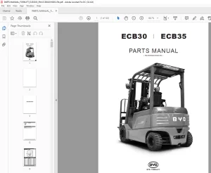 BYD Forklift ECB30 ECB35 PARTS MANUAL ECB302016003 PDF