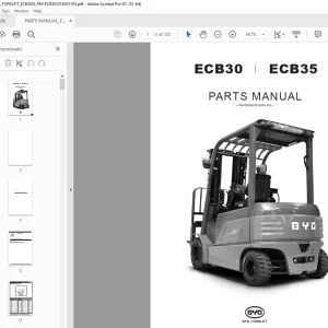 BYD Forklift ECB30 ECB35 PARTS MANUAL ECB302016003 PDF
