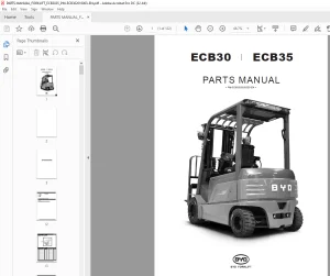 BYD Forklift ECB30 ECB35 PARTS MANUAL ECB302016003 - PDF DOWNLOAD