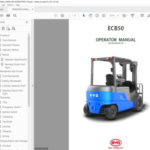 BYD Forklift ECB50 OPERATOR MANUAL ECB502019001