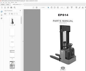 BYD Forklift EPS14 PARTS MANUAL EPS142016003 PDF