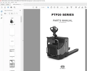 BYD Forklift PTP20 SERIES PARTS MANUAL PTP202016003 PDF