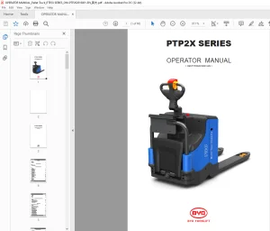 BYD Forklift PTP2X SERIES OPERATOR MANUAL PTP202016001