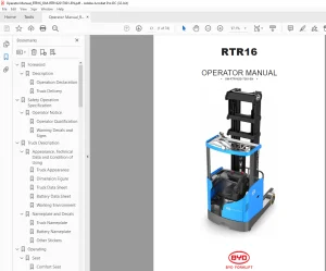BYD Forklift RTR16 OPERATOR MANUAL RTR162017001 PDF