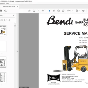 Bendi Forklift IV Series B25-442-180D Electric Narrow Aisle Forklift Service Manual
