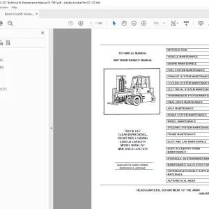 Bendi Forklift Model R60SL-DC Technical & Maintenance Manual - PDF DOWNLOAD
