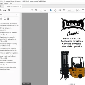 Bendi Landoll 330 ACDS Contrapeso articulado Carretilla elevadora Manual del operador