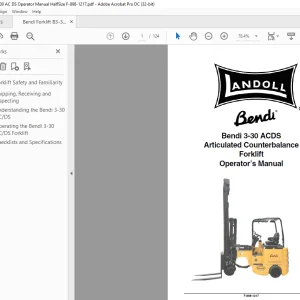 Bendi Landoll B3-30AC/DS Articulated Counterbalance Forklift Parts Manual