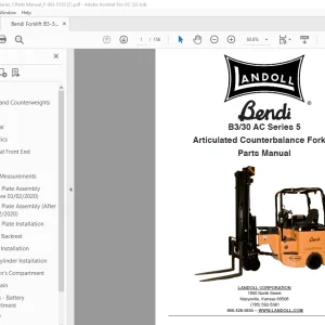 Bendi Landoll B3/30 AC Series 5 Articulated Counterbalance Forklift Parts Manual - PDF DOWNLOAD