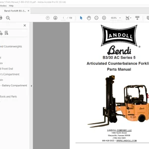 Bendi Landoll B3/30 AC Series 5 Articulated Counterbalance Forklift Parts Manual