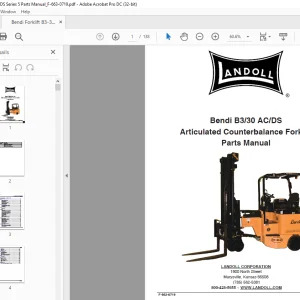 Bendi Landoll B3/30 AC/DS Articulated Counterbalance Forklift Parts Manual
