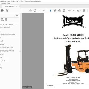 Bendi Landoll B3/30 AC/DS Articulated Counterbalance Forklift Parts Manual