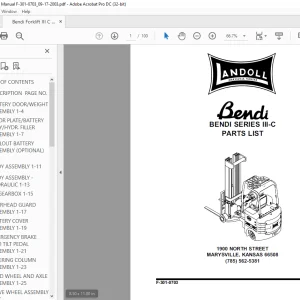 Bendi Landoll Forklift Series III-C Parts List Manual - PDF DOWNLOAD