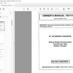 Bendi Landoll Forklift ST 100 SERIES Battery Charger OWNER'S MANUAL