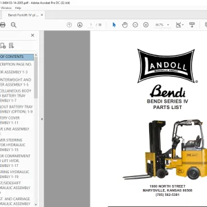 Bendi Forklift Series IV Parts List Manual - PDF DOWNLOAD