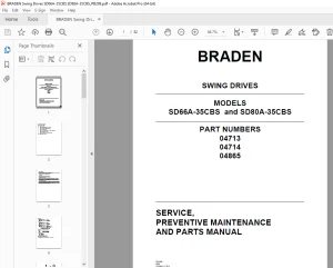 Braden SD66A-35CBS & SD80A-35CBS Swing Drives SERVICE & PARTS MANUAL PDF